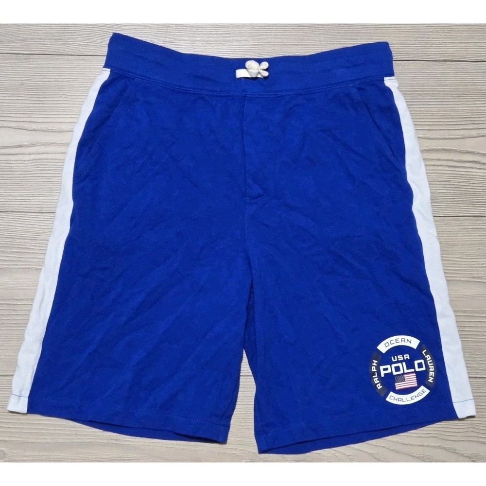 Polo Ralph Lauren Ocean Challenge Shorts Boys Large‎ 14-16 Blue USA Flag